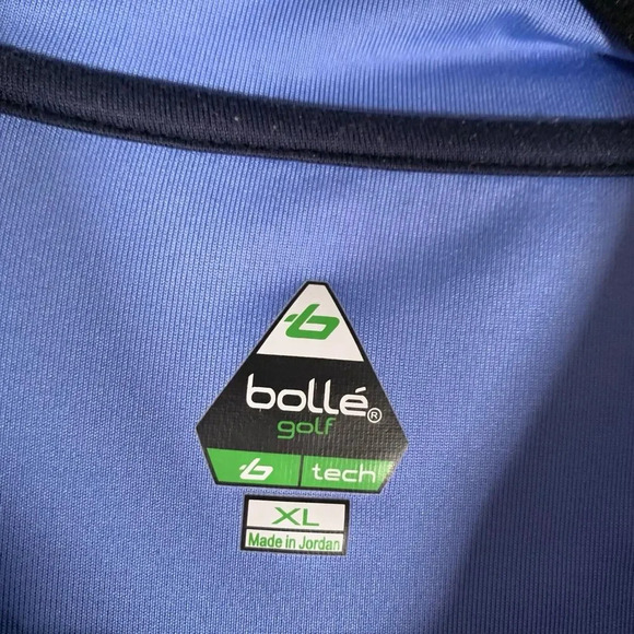 Bolle Golf Men’s XL Blue Striped Polo Short Sleeve Tech Collared Button - Picture 2 of 8